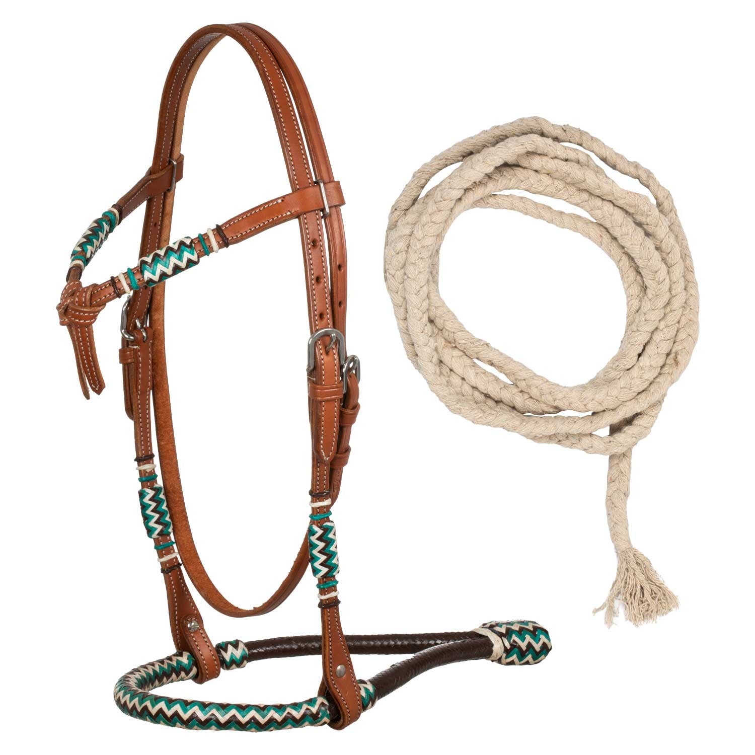 Pool's bosal bridle with cotton mecate reins PLH01019