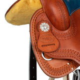 Pool's colored seat blue 5020 barrel saddle SE 0075B