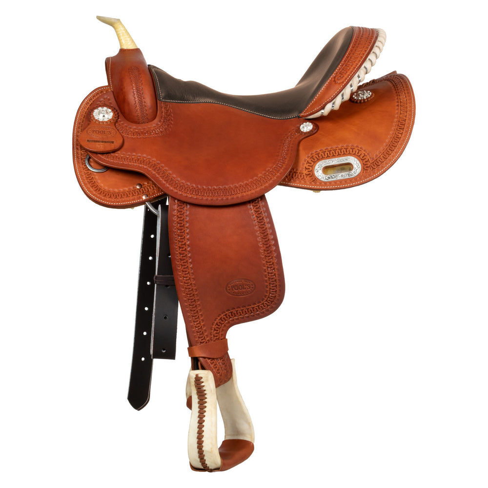 Pool's colored seat rawhide 5020 barrel saddle SE 0075