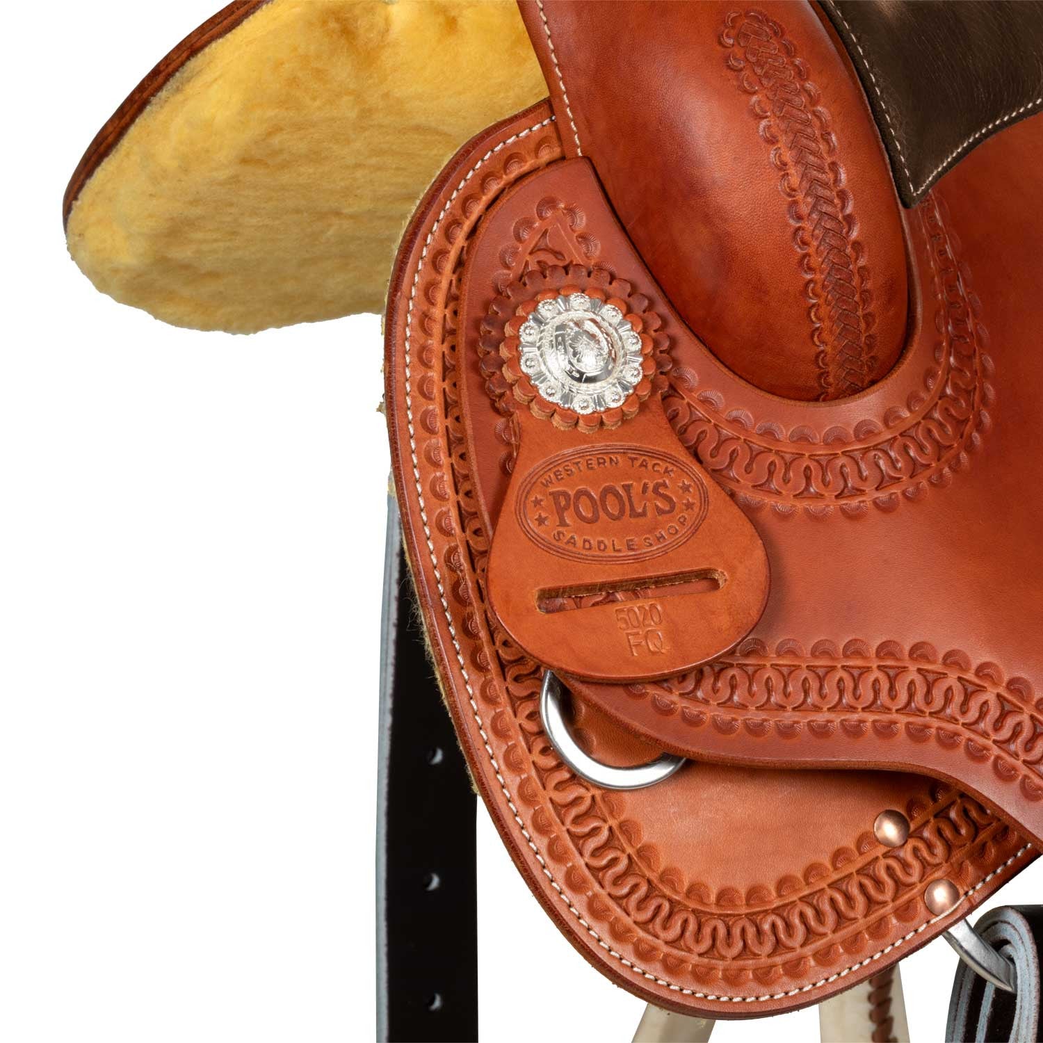 Pool's colored seat rawhide 5020 barrel saddle SE 0075