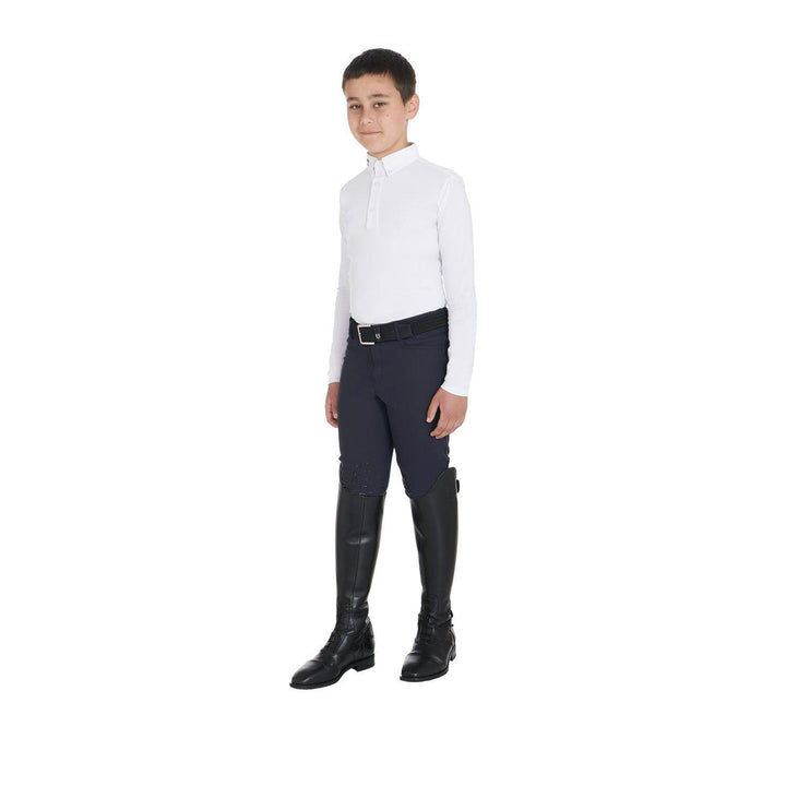 Equestro boys slim fit competition polo shirt with three buttons - HorseworldEU